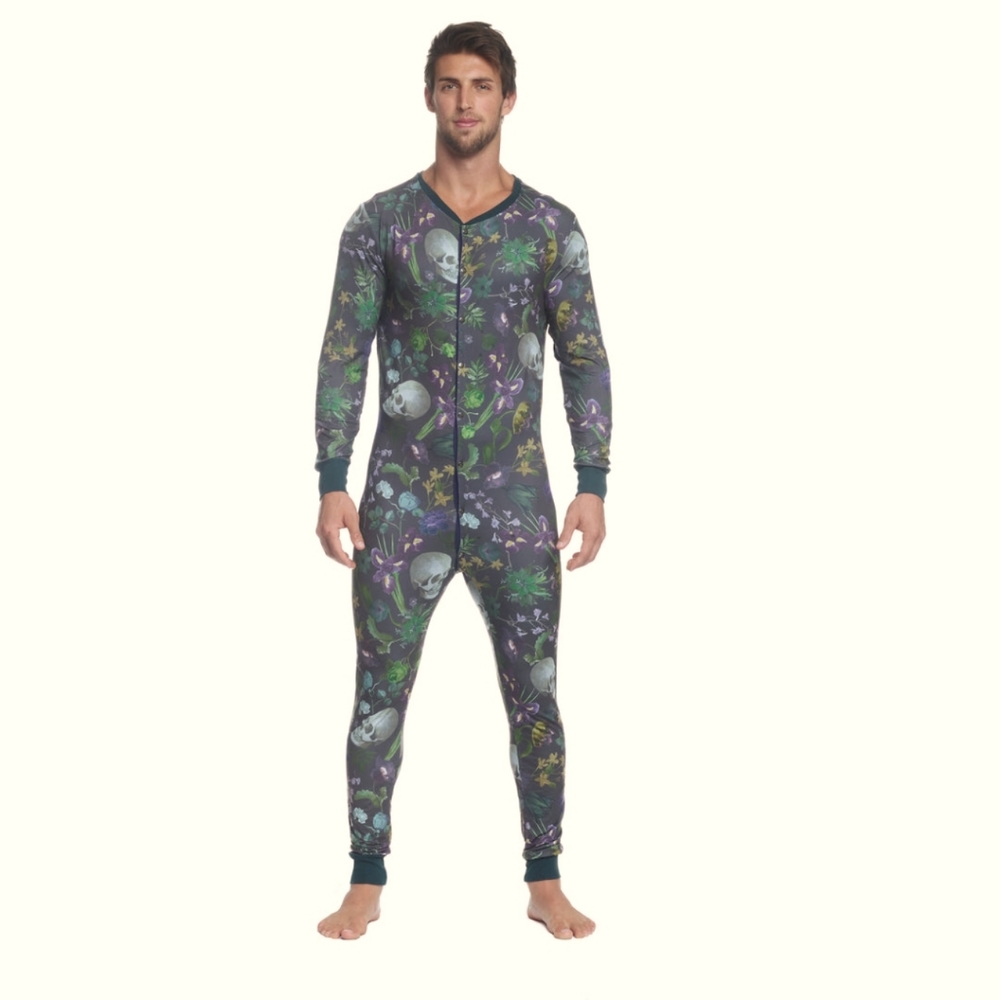 Skull & Bones, NWT Camo Dutch Floral Unionsuit - Hand Painted design in green.